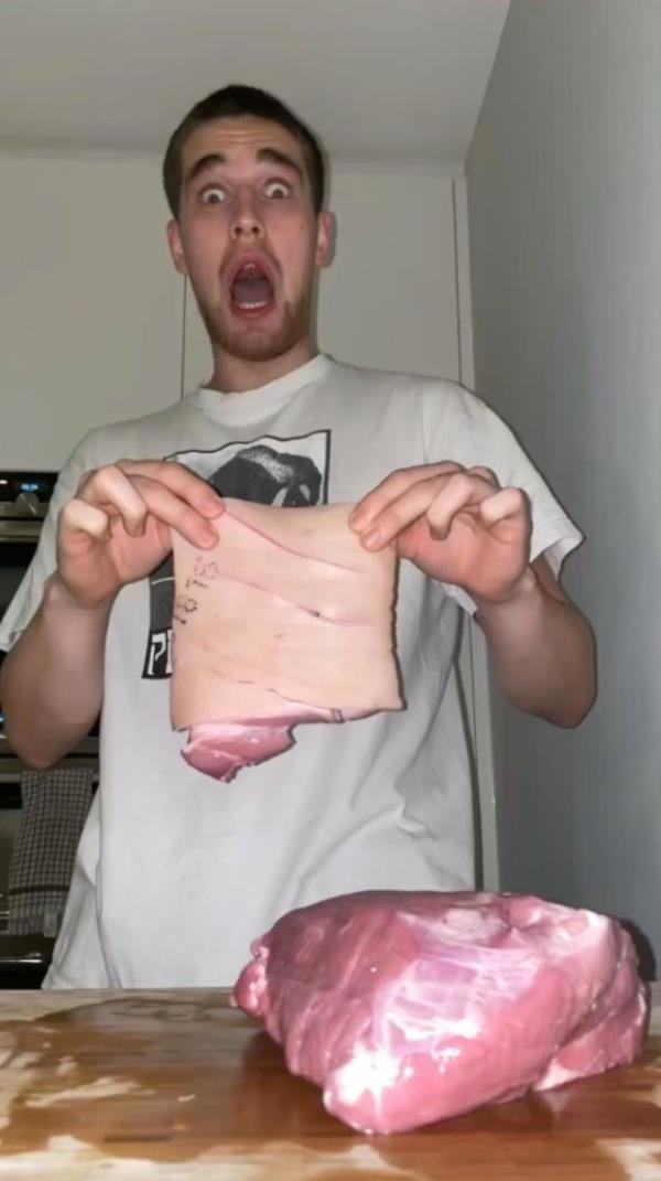Bartek shows the pork