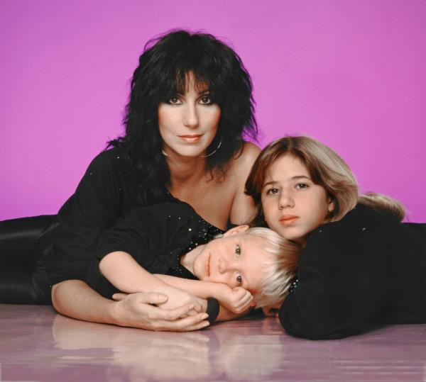 LOS ANGELES - 1980: Singer and actress Cher with children Chastity Bono and Elijah Blue Allman poses for a portrait in 1980 in Los Angeles, California. (Photo by Harry Langdon/Getty Images)