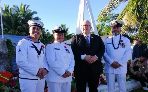 Niuean NZ Navy perso<em></em>nnel who came especially to join today's ANZAC service