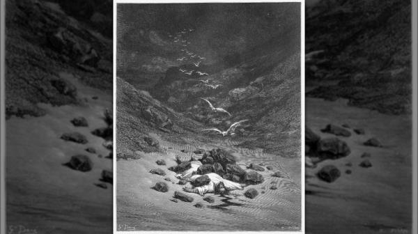 The punishment of Korah, people falling into the earth