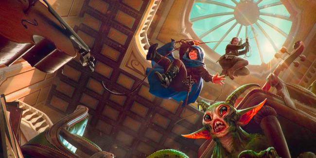 Rogues descend into a magical chamber