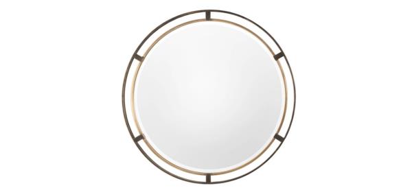 Birch Lane Cavil me<em></em>tal Round Wall Mirror on white background