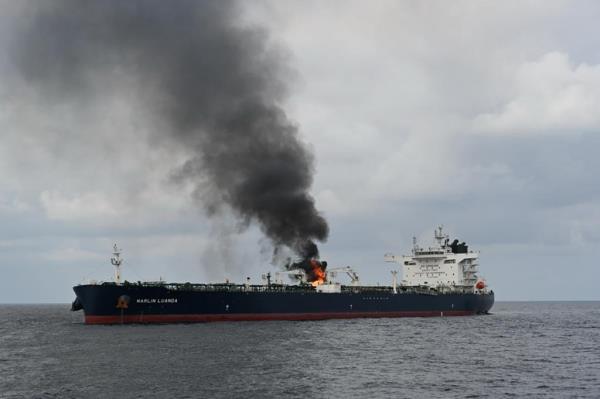 Houthi terrorists struck a British tanker on Saturday, causing the ship to catch fire. 