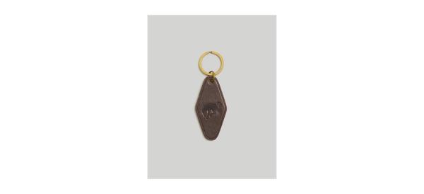 a brown leather key fob