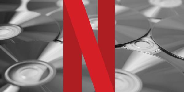 Netflix Logo in Front of Black and White DVDs Custom Image