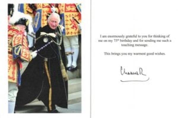 A thank-you card from King Charles III.