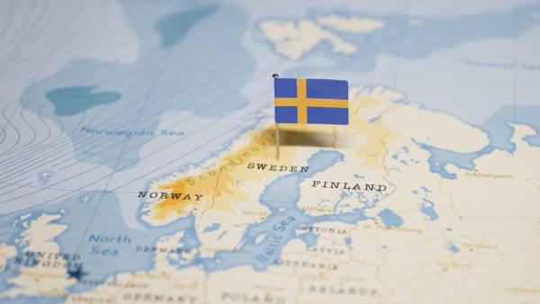 Sweden map with flag